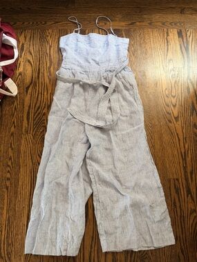 J. Crew Light Blue & White Striped Spaghetti‑Strap Jumpsuit 2